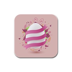 Easter Egg Colorful Spring Color Rubber Square Coaster (4 pack) 