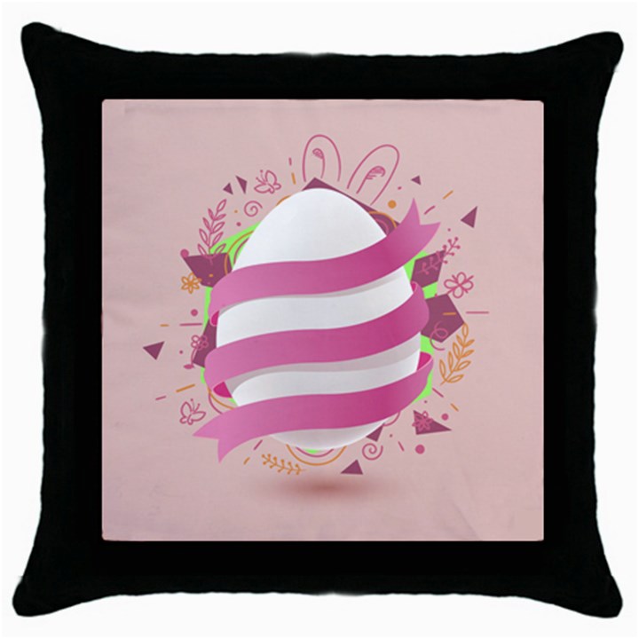 Easter Egg Colorful Spring Color Throw Pillow Case (Black)