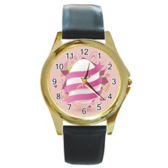 Easter Egg Colorful Spring Color Round Gold Metal Watch