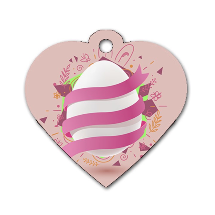 Easter Egg Colorful Spring Color Dog Tag Heart (Two Sides)