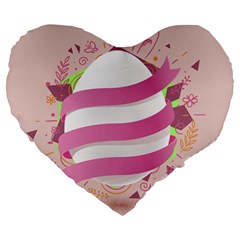 Easter Egg Colorful Spring Color Large 19  Premium Heart Shape Cushions