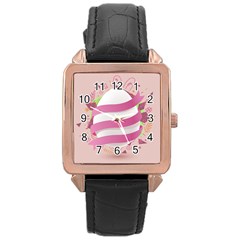 Easter Egg Colorful Spring Color Rose Gold Leather Watch 