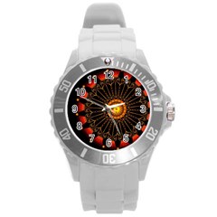 Ornaments Filigree Bright Round Plastic Sport Watch (l)