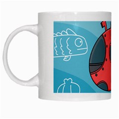 Dive Scuba Ocean Sea Water Fish White Mugs by Pakrebo