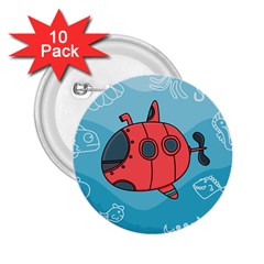 Dive Scuba Ocean Sea Water Fish 2 25  Buttons (10 Pack)  by Pakrebo