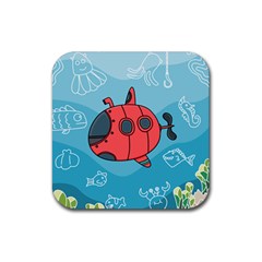 Dive Scuba Ocean Sea Water Fish Rubber Coaster (square)  by Pakrebo