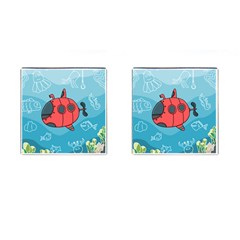 Dive Scuba Ocean Sea Water Fish Cufflinks (square) by Pakrebo