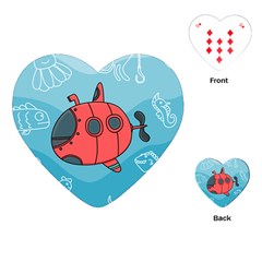 Dive Scuba Ocean Sea Water Fish Playing Cards Single Design (heart) by Pakrebo