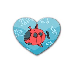 Dive Scuba Ocean Sea Water Fish Heart Coaster (4 Pack)  by Pakrebo