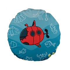 Dive Scuba Ocean Sea Water Fish Standard 15  Premium Flano Round Cushions