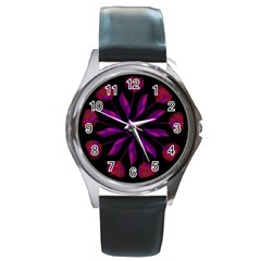 Background Purple Black Red Round Metal Watch by Pakrebo