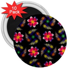 Pattern Flowers Wallpaper 3  Magnets (10 Pack)  by Pakrebo