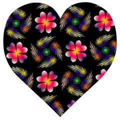 Pattern Flowers Wallpaper Wooden Puzzle Heart