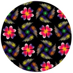 Pattern Flowers Wallpaper Wooden Bottle Opener (round)