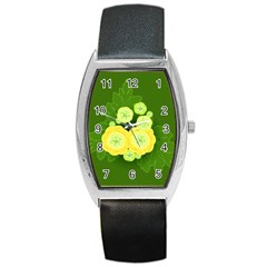 Buttercup Ranunculus Globe Flower Barrel Style Metal Watch by Pakrebo