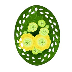 Buttercup Ranunculus Globe Flower Oval Filigree Ornament (two Sides) by Pakrebo