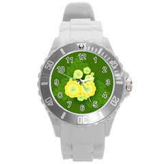 Buttercup Ranunculus Globe Flower Round Plastic Sport Watch (l)