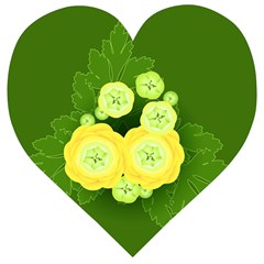 Buttercup Ranunculus Globe Flower Wooden Puzzle Heart