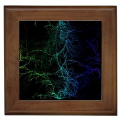 Fractal Lines Wallpaper Backdrop Framed Tile by Pakrebo