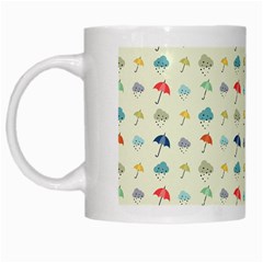 Clouds And Umbrellas Seasons Pattern White Mugs by Pakrebo