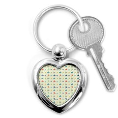 Clouds And Umbrellas Seasons Pattern Key Chain (heart) by Pakrebo