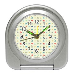 Clouds And Umbrellas Seasons Pattern Travel Alarm Clock by Pakrebo