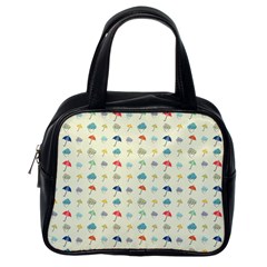 Clouds And Umbrellas Seasons Pattern Classic Handbag (one Side) by Pakrebo