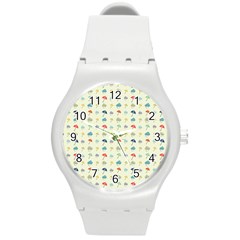 Clouds And Umbrellas Seasons Pattern Round Plastic Sport Watch (m) by Pakrebo