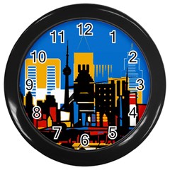 Architecture City House Window Wall Clock (black) by Pakrebo