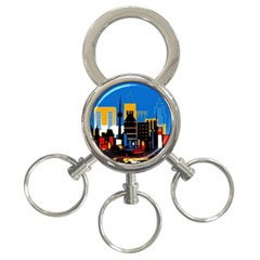 Architecture City House Window 3-ring Key Chain by Pakrebo