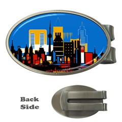 Architecture City House Window Money Clips (oval)  by Pakrebo