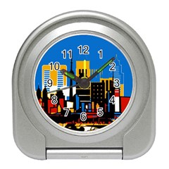 Architecture City House Window Travel Alarm Clock by Pakrebo