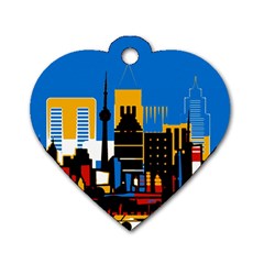 Architecture City House Window Dog Tag Heart (two Sides) by Pakrebo