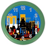 Architecture City House Window Color Wall Clock Front