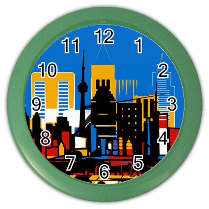 Architecture City House Window Color Wall Clock