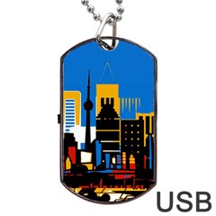 Architecture City House Window Dog Tag Usb Flash (one Side) by Pakrebo