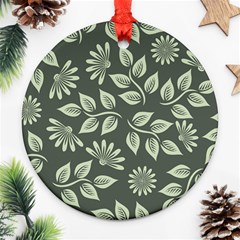 Flowers Pattern Spring Green Ornament (round) by Pakrebo