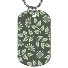 Flowers Pattern Spring Green Dog Tag (two Sides) by Pakrebo