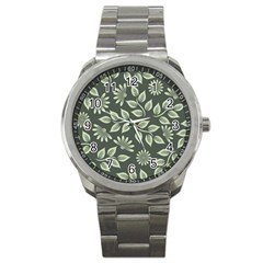 Flowers Pattern Spring Green Sport Metal Watch by Pakrebo