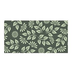 Flowers Pattern Spring Green Satin Wrap by Pakrebo