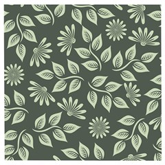 Flowers Pattern Spring Green Wooden Puzzle Square