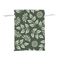 Flowers Pattern Spring Green Lightweight Drawstring Pouch (m)