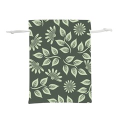 Flowers Pattern Spring Green Lightweight Drawstring Pouch (l)