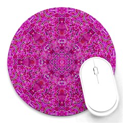 Flowering And Blooming To Bring Happiness Round Mousepads by pepitasart