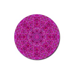 Flowering And Blooming To Bring Happiness Rubber Coaster (round)  by pepitasart