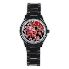 Fractals Colorful Pattern Stainless Steel Round Watch