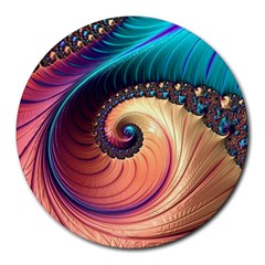 Fractal Multi Colored Fantasia Round Mousepads by Pakrebo