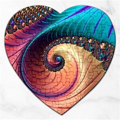 Fractal Multi Colored Fantasia Jigsaw Puzzle (heart) by Pakrebo