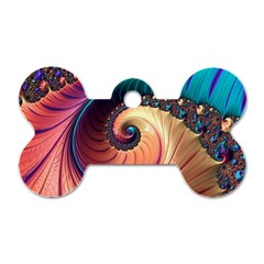 Fractal Multi Colored Fantasia Dog Tag Bone (one Side) by Pakrebo