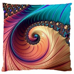 Fractal Multi Colored Fantasia Large Cushion Case (one Side) by Pakrebo